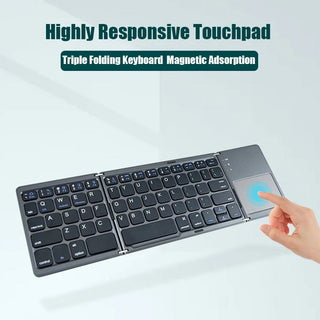 Foldable Bluetooth Keyboard with Touchpad for IOS Android Windows Office Mini Wireless Keyboard Storage Three Systems Universal