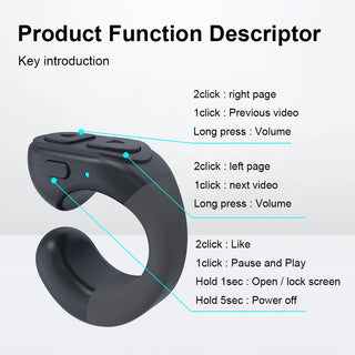 For Tiktok Fingertip Remote Scrolling Ring Wireless Camera Shutter Selfie Button Bluetooth 5.0 With Phone Stand For TIK Tok