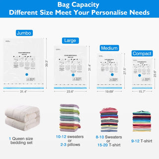 Vacuum Storage Bags 8-18Pc Space Saver Bag Travel Rechargeable Air Pump Various Seal Bag Pump for Compress Clothe Blanket Luggage